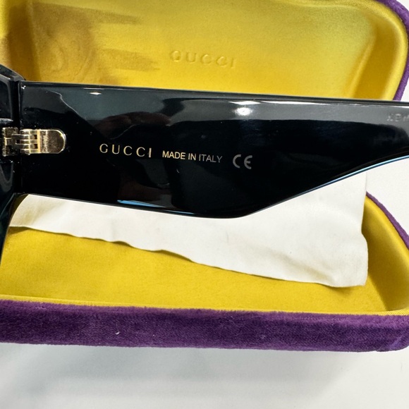 Gucci Women's Matelasse Rounded Cat Eye Sunglasses, Shiny Black, One Size - Picture 6 of 9